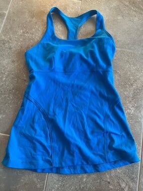 lululemon athletica Bright Blue Sports Bra with Nude Strap